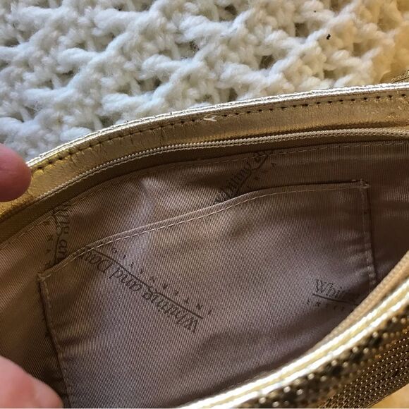 Whiting & Davis Gold Mesh Evening Bag Zippered Clutch Vintage Holiday Party NYE - Picture 8 of 11